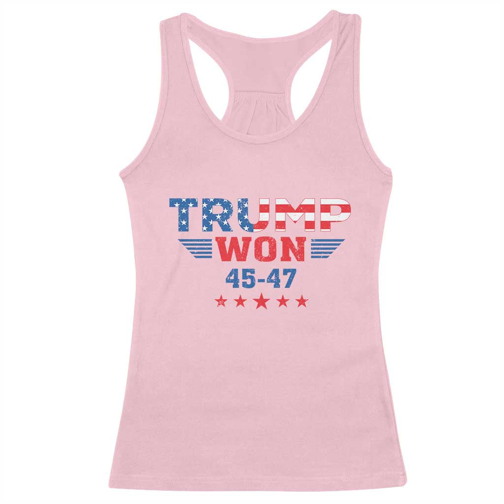 Trump Won 2024 Racerback Tank Top 45 47 President American Flag Patriotic TS09 Light Pink Print Your Wear