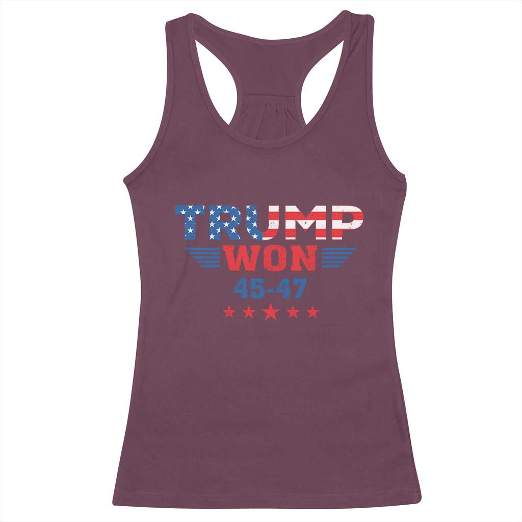 Trump Won 2024 Racerback Tank Top 45 47 President American Flag Patriotic TS09 Maroon Print Your Wear