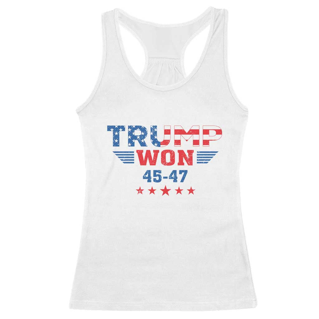 Trump Won 2024 Racerback Tank Top 45 47 President American Flag Patriotic TS09 White Print Your Wear