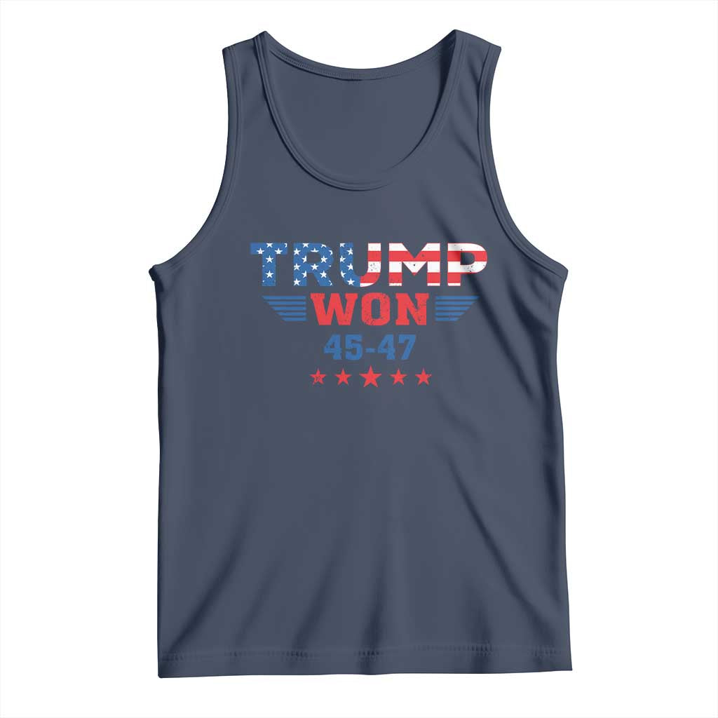 Trump Won 2024 Tank Top 45 47 President American Flag Patriotic TS09 Navy Print Your Wear