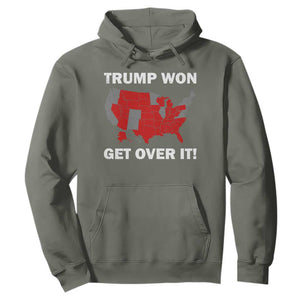 Trump Won 2024 Hoodie Trump Election Map 2024 Get Over It TS09 Military Green Print Your Wear