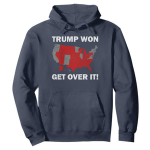 Trump Won 2024 Hoodie Trump Election Map 2024 Get Over It TS09 Navy Print Your Wear