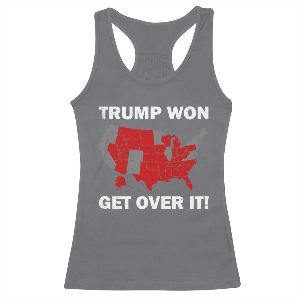 Trump Won 2024 Racerback Tank Top Trump Election Map 2024 Get Over It TS09 Charcoal Print Your Wear