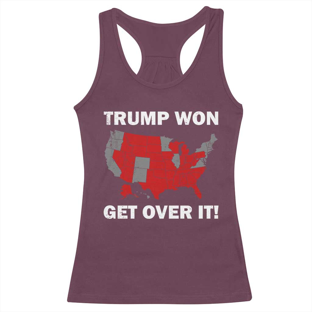 Trump Won 2024 Racerback Tank Top Trump Election Map 2024 Get Over It TS09 Maroon Print Your Wear