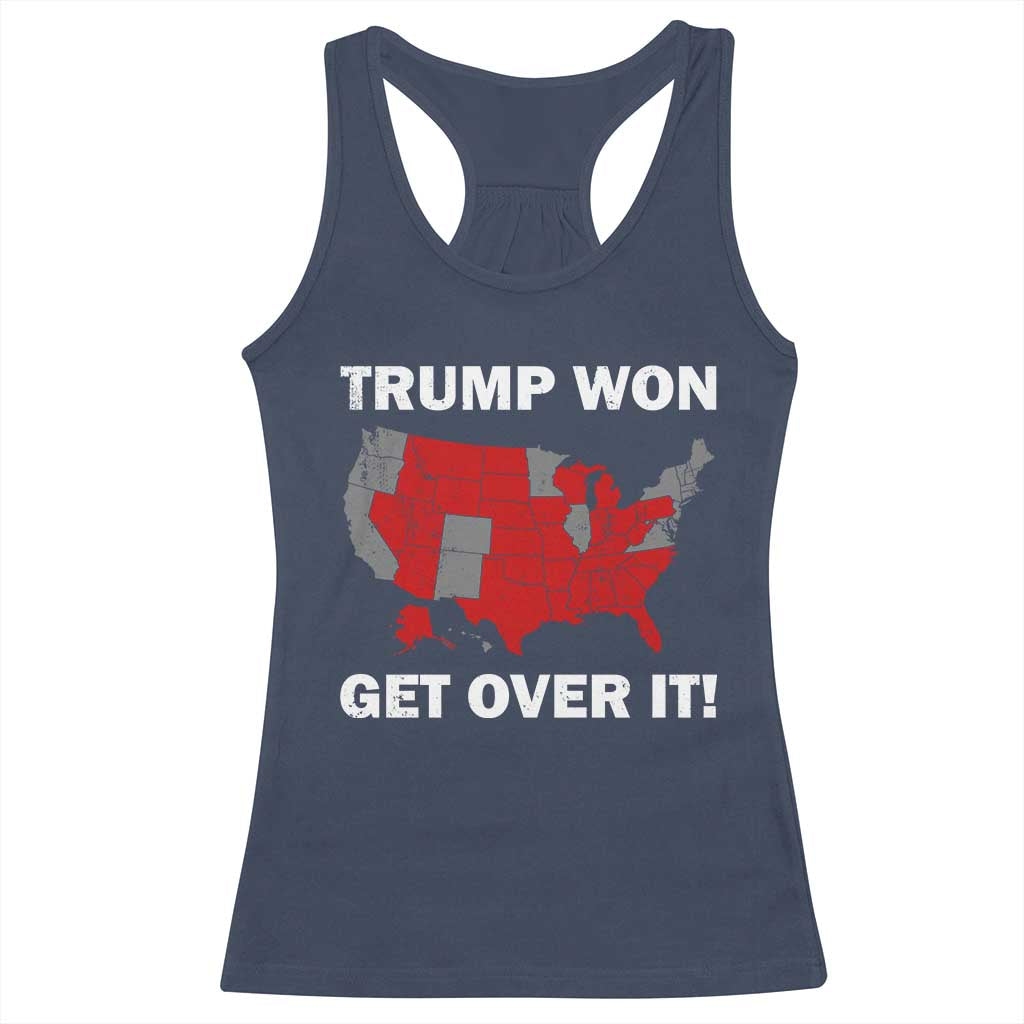 Trump Won 2024 Racerback Tank Top Trump Election Map 2024 Get Over It TS09 Navy Print Your Wear