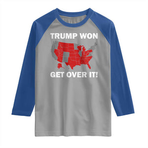 Trump Won 2024 Raglan Shirt Trump Election Map 2024 Get Over It TS09 Sport Gray Royal Print Your Wear