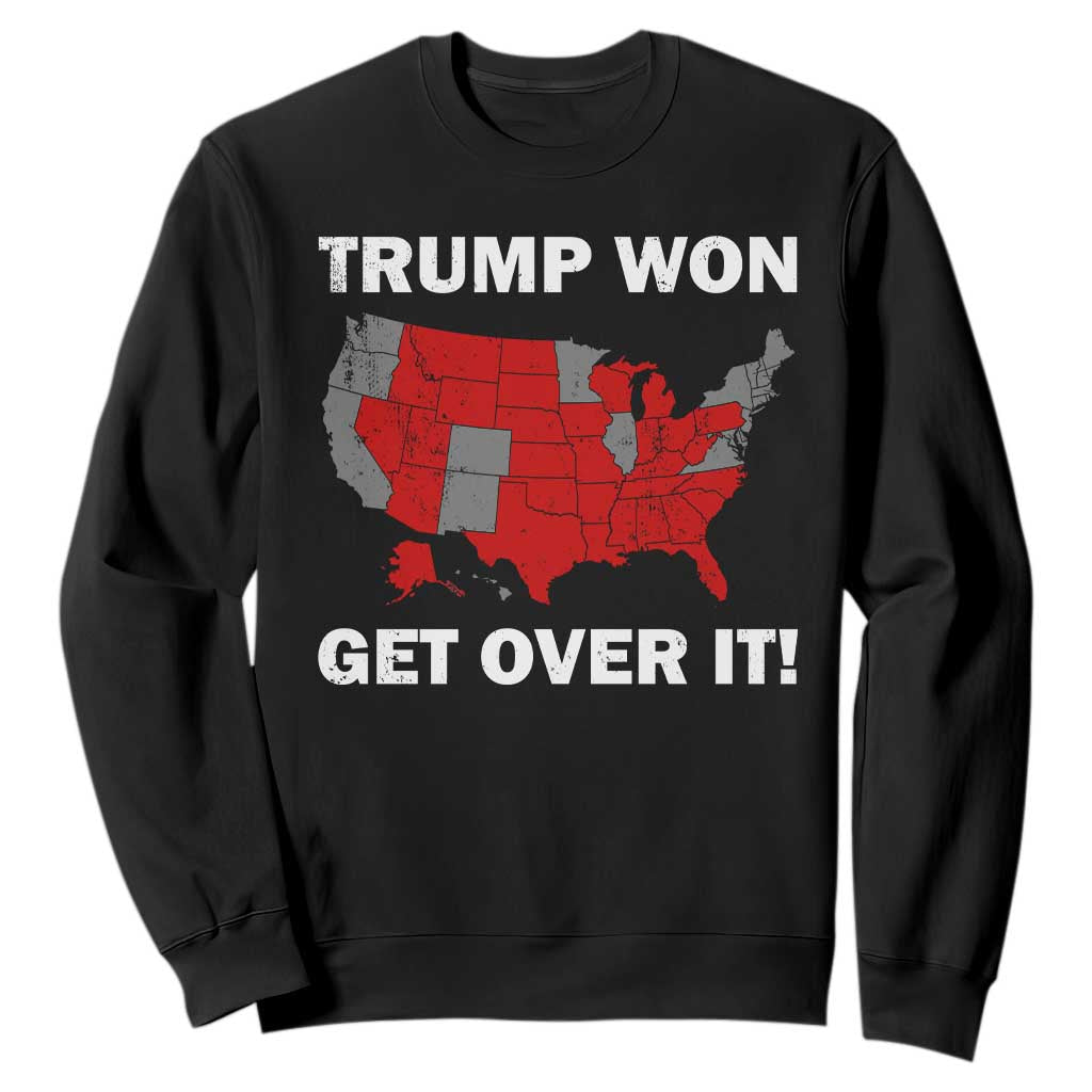 Trump Won 2024 Sweatshirt Trump Election Map 2024 Get Over It TS09 Black Print Your Wear
