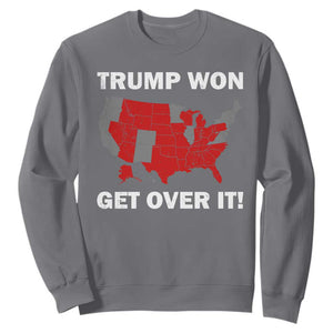 Trump Won 2024 Sweatshirt Trump Election Map 2024 Get Over It TS09 Charcoal Print Your Wear
