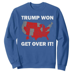 Trump Won 2024 Sweatshirt Trump Election Map 2024 Get Over It TS09 Royal Blue Print Your Wear