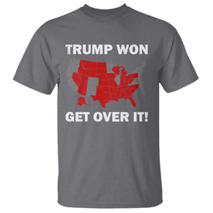 Trump Won 2024 T Shirt Trump Election Map 2024 Get Over It TS09 Charcoal Print Your Wear