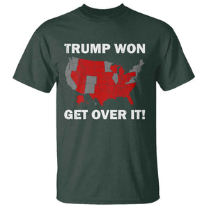 Trump Won 2024 T Shirt Trump Election Map 2024 Get Over It TS09 Dark Forest Green Print Your Wear