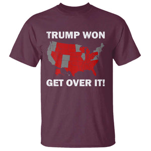 Trump Won 2024 T Shirt Trump Election Map 2024 Get Over It TS09 Maroon Print Your Wear