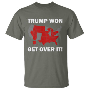Trump Won 2024 T Shirt Trump Election Map 2024 Get Over It TS09 Military Green Print Your Wear