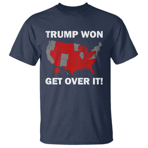 Trump Won 2024 T Shirt Trump Election Map 2024 Get Over It TS09 Navy Print Your Wear