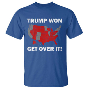 Trump Won 2024 T Shirt Trump Election Map 2024 Get Over It TS09 Royal Blue Print Your Wear