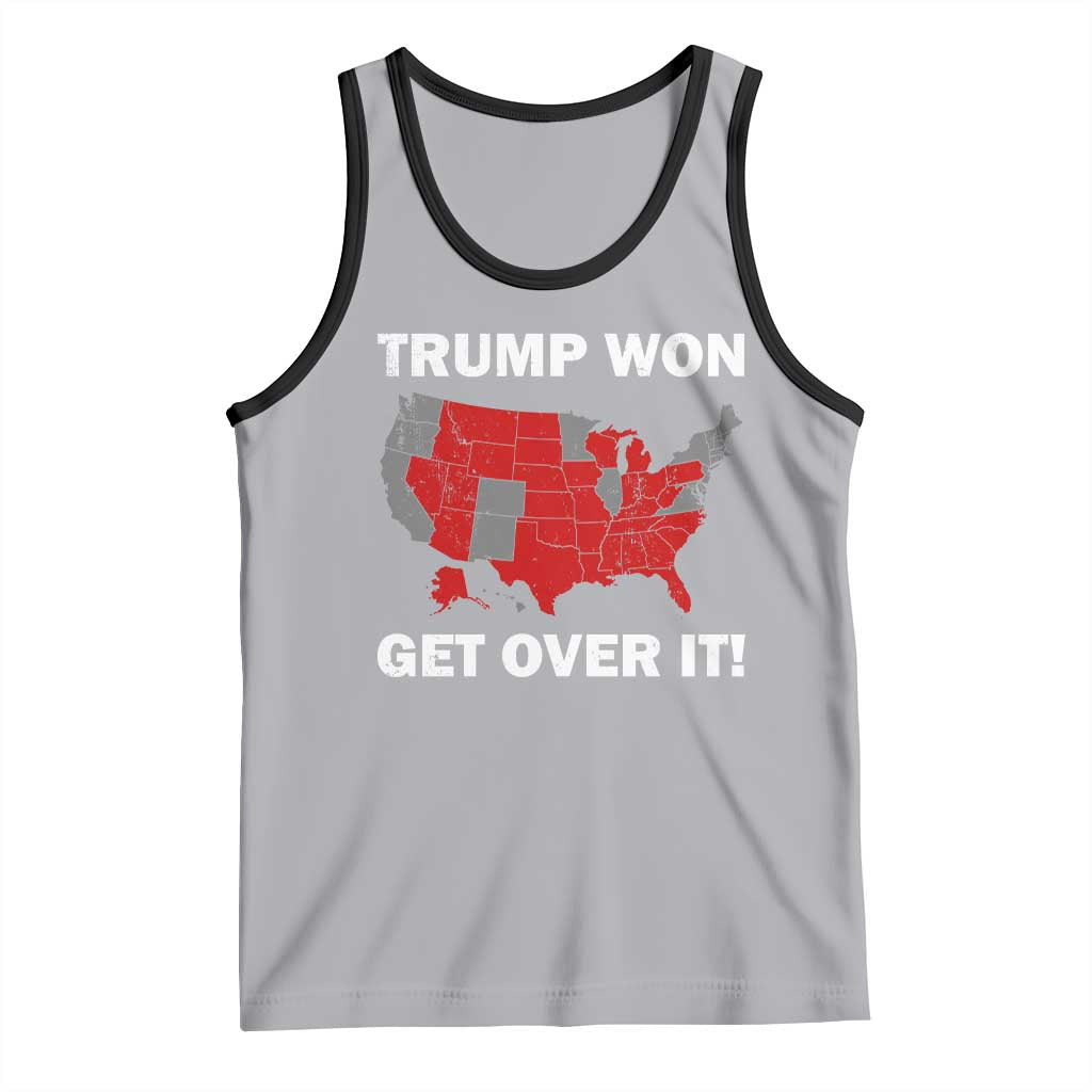Trump Won 2024 Tank Top Trump Election Map 2024 Get Over It TS09 Athletic Heather Black Print Your Wear