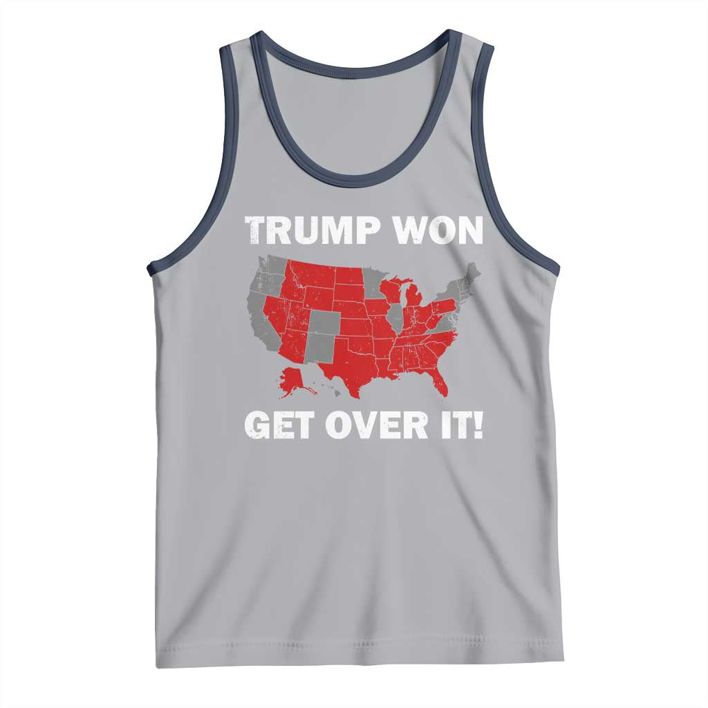 Trump Won 2024 Tank Top Trump Election Map 2024 Get Over It TS09 Athletic Heather Navy Print Your Wear