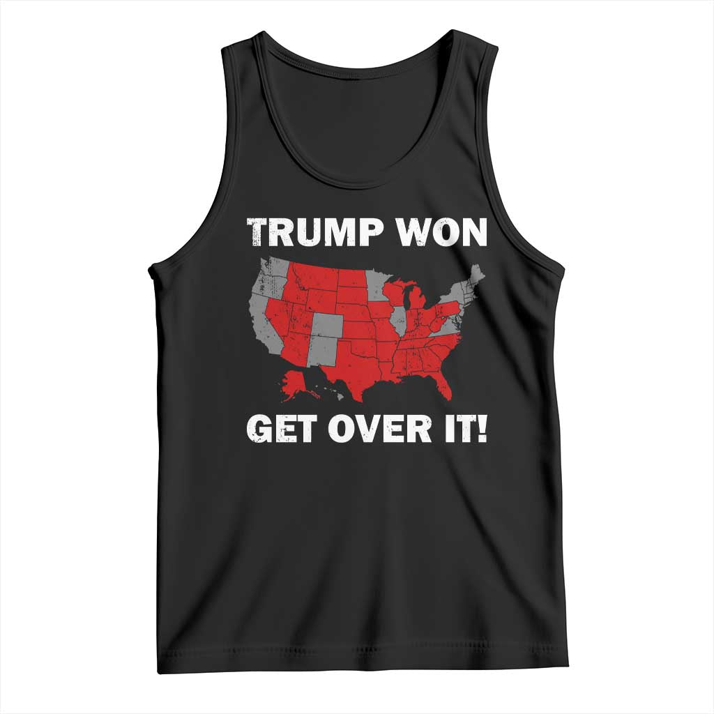Trump Won 2024 Tank Top Trump Election Map 2024 Get Over It TS09 Black Print Your Wear