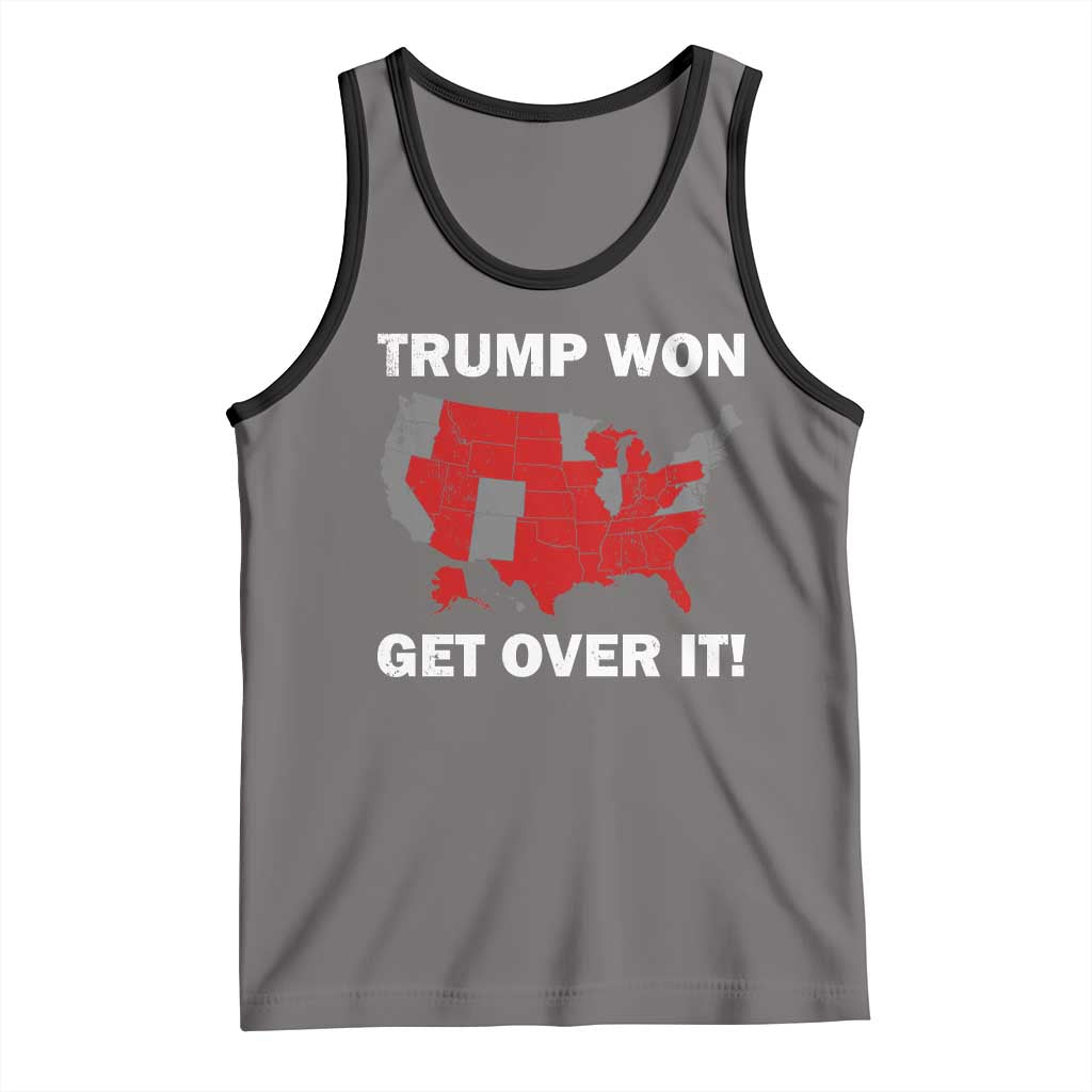 Trump Won 2024 Tank Top Trump Election Map 2024 Get Over It TS09 Deep Heather Black Print Your Wear