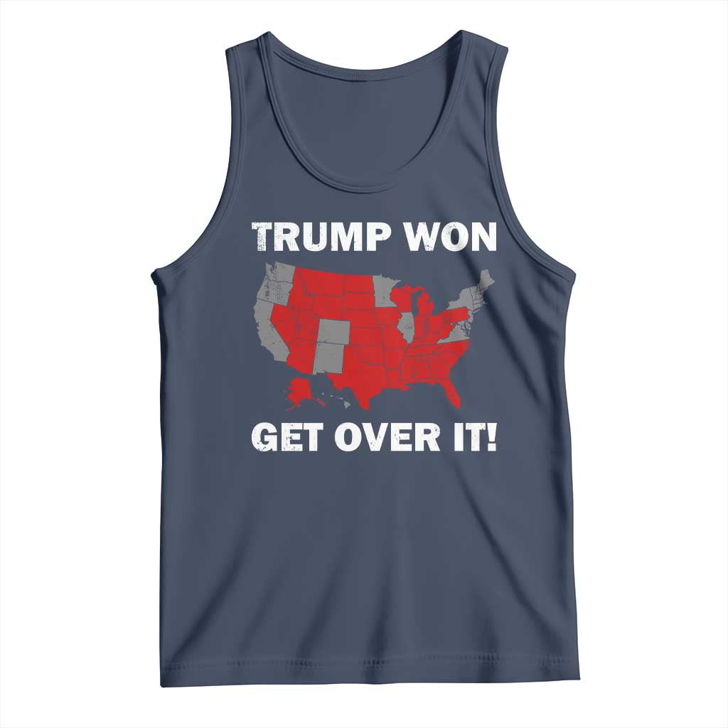 Trump Won 2024 Tank Top Trump Election Map 2024 Get Over It TS09 Navy Print Your Wear