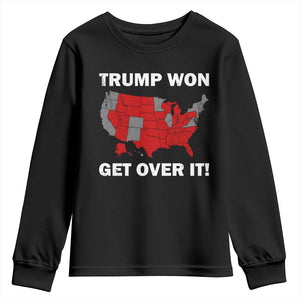 Trump Won 2024 Youth Sweatshirt Trump Election Map 2024 Get Over It TS09 Black Print Your Wear