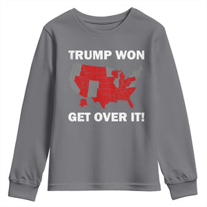 Trump Won 2024 Youth Sweatshirt Trump Election Map 2024 Get Over It TS09 Charcoal Print Your Wear