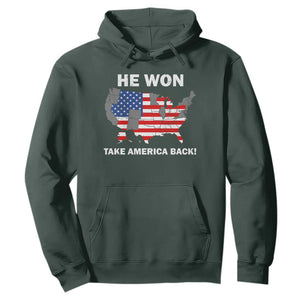 Trump Won 2024 Hoodie Trump Election Map 2024 He Won Take America Back TS09 Dark Forest Green Print Your Wear