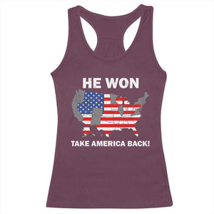 Trump Won 2024 Racerback Tank Top Trump Election Map 2024 He Won Take America Back TS09 Maroon Print Your Wear