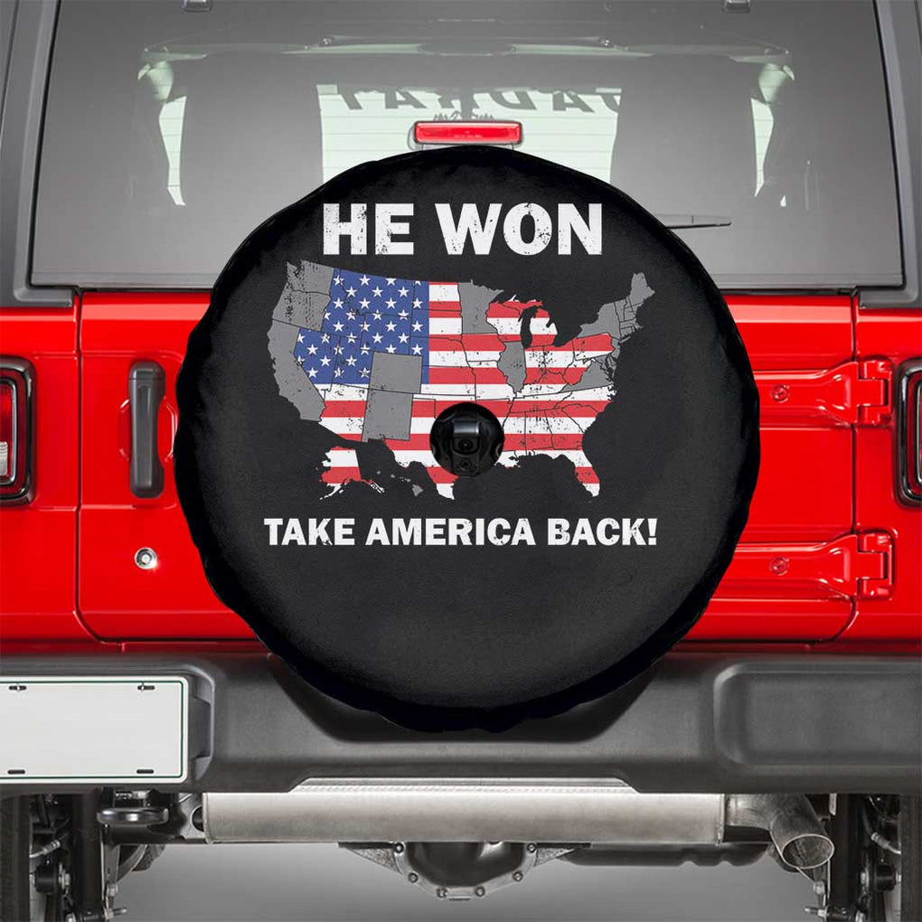 Trump Won 2024 Spare Tire Cover Trump Election Map 2024 He Won Take America Back TS09 Black Print Your Wear