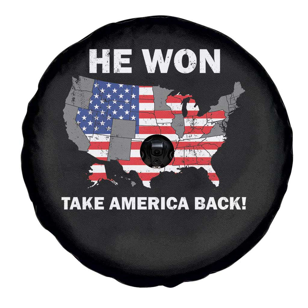 Trump Won 2024 Spare Tire Cover Trump Election Map 2024 He Won Take America Back TS09 Print Your Wear