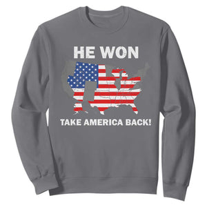 Trump Won 2024 Sweatshirt Trump Election Map 2024 He Won Take America Back TS09 Charcoal Print Your Wear