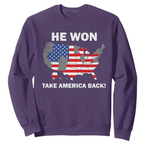 Trump Won 2024 Sweatshirt Trump Election Map 2024 He Won Take America Back TS09 Purple Print Your Wear