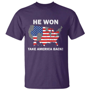 Trump Won 2024 T Shirt Trump Election Map 2024 He Won Take America Back TS09 Purple Print Your Wear