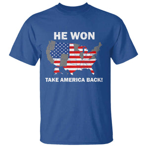 Trump Won 2024 T Shirt Trump Election Map 2024 He Won Take America Back TS09 Royal Blue Print Your Wear