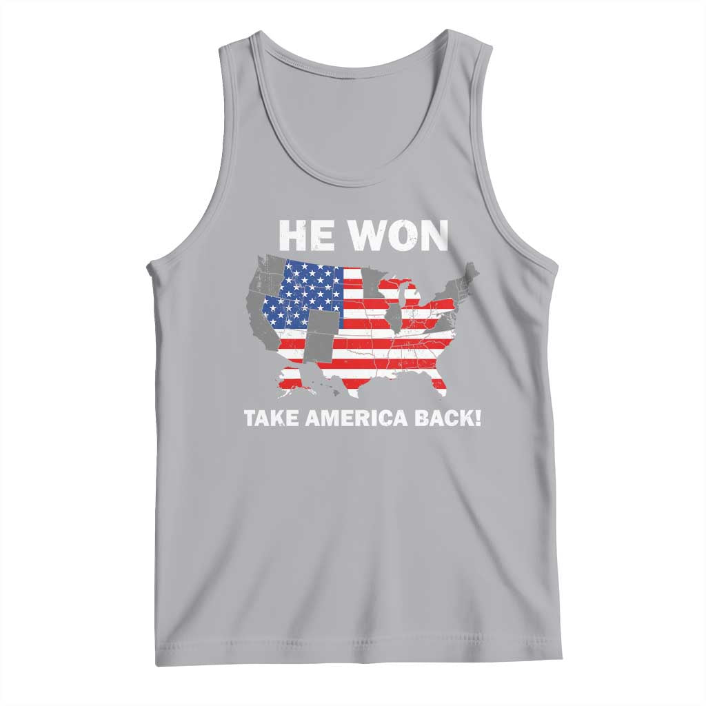Trump Won 2024 Tank Top Trump Election Map 2024 He Won Take America Back TS09 Athletic Heather Print Your Wear