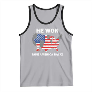 Trump Won 2024 Tank Top Trump Election Map 2024 He Won Take America Back TS09 Athletic Heather Black Print Your Wear