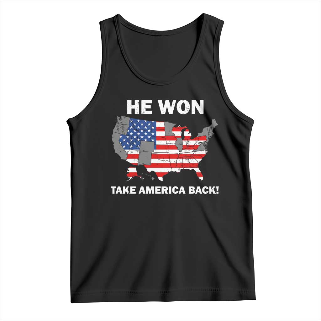 Trump Won 2024 Tank Top Trump Election Map 2024 He Won Take America Back TS09 Black Print Your Wear