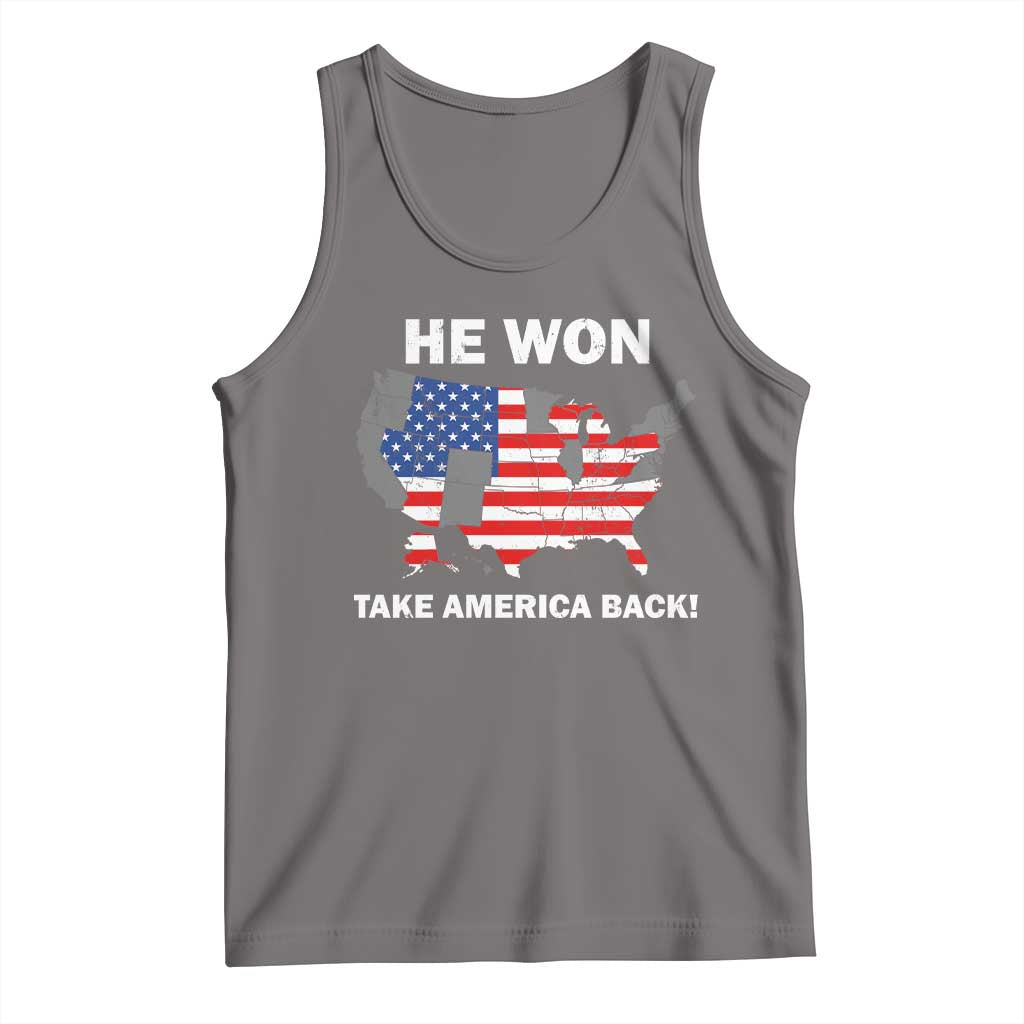 Trump Won 2024 Tank Top Trump Election Map 2024 He Won Take America Back TS09 Deep Heather Print Your Wear