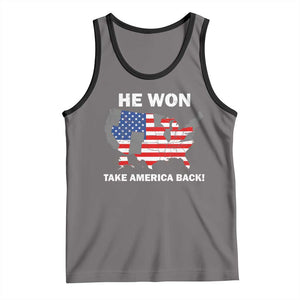 Trump Won 2024 Tank Top Trump Election Map 2024 He Won Take America Back TS09 Deep Heather Black Print Your Wear