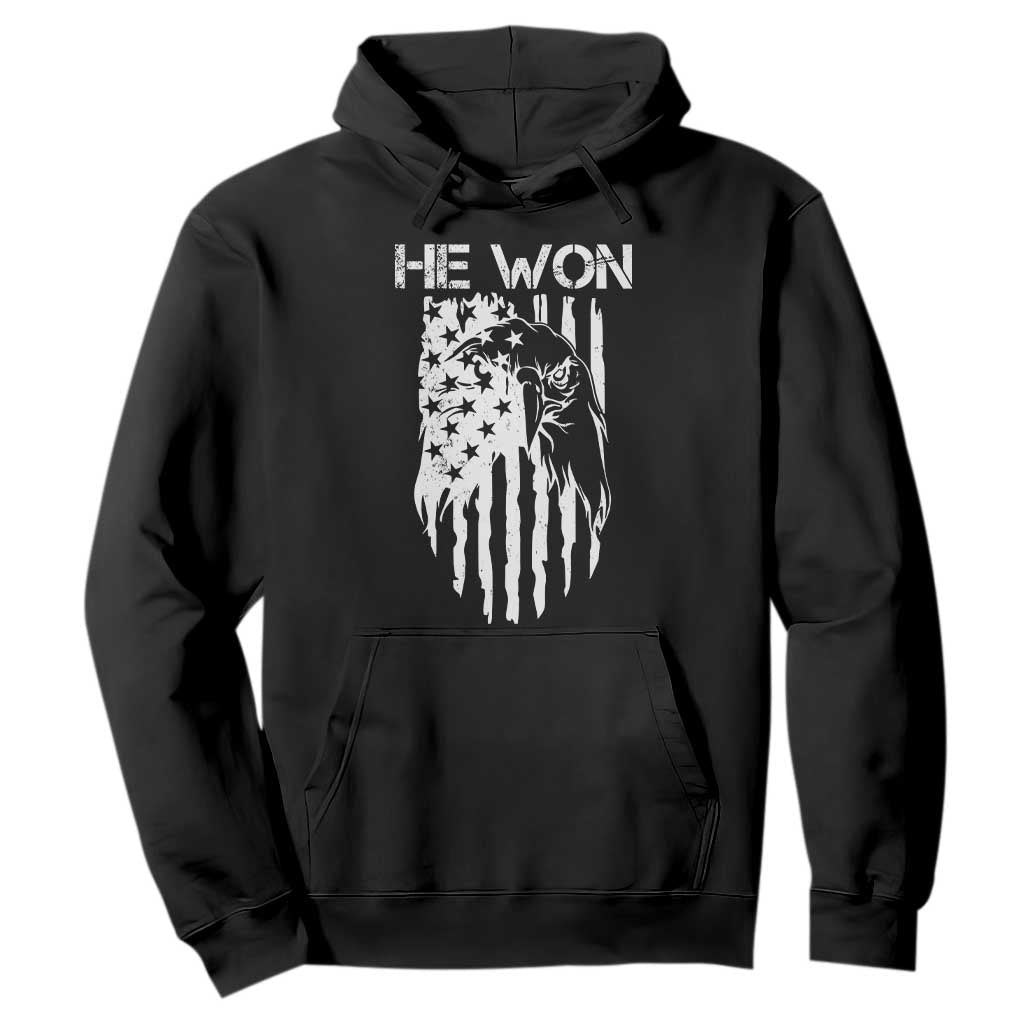 Trump Won 2024 Hoodie He Won Patriotic America Flag Eagle TS09 Black Print Your Wear