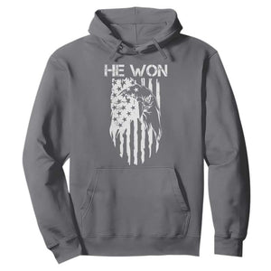 Trump Won 2024 Hoodie He Won Patriotic America Flag Eagle TS09 Charcoal Print Your Wear