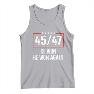 Trump Won 2024 Tank Top 45 47 He Won He Won Again TS09 Athletic Heather Print Your Wear