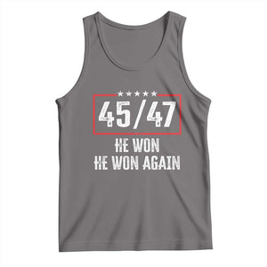 Trump Won 2024 Tank Top 45 47 He Won He Won Again TS09 Deep Heather Print Your Wear