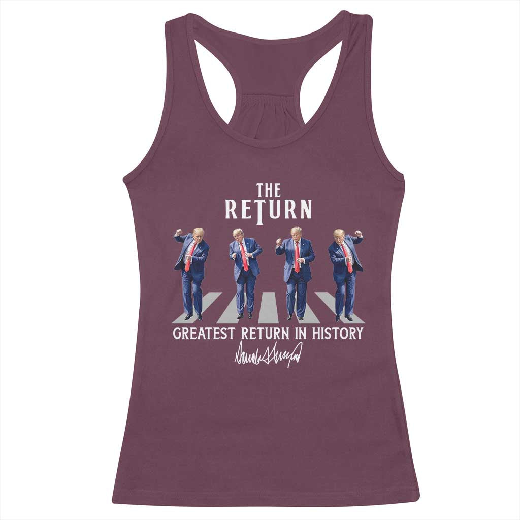 Trump Won 2024 Racerback Tank Top The Return Trump Funny Dancing TS09 Maroon Print Your Wear