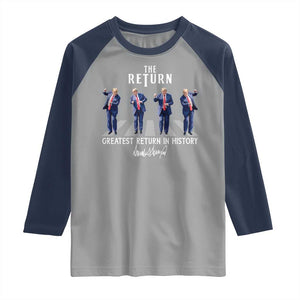 Trump Won 2024 Raglan Shirt The Return Trump Funny Dancing TS09 Sport Gray Navy Print Your Wear