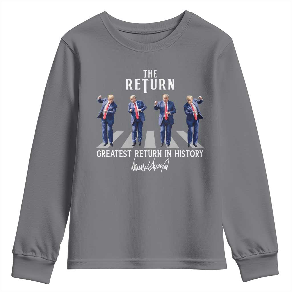 Trump Won 2024 Youth Sweatshirt The Return Trump Funny Dancing TS09 Charcoal Print Your Wear