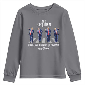 Trump Won 2024 Youth Sweatshirt The Return Trump Funny Dancing TS09 Charcoal Print Your Wear