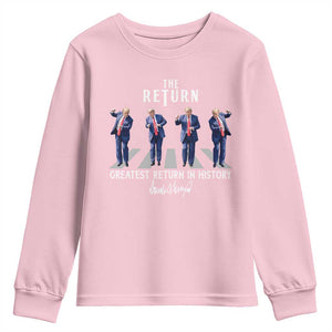 Trump Won 2024 Youth Sweatshirt The Return Trump Funny Dancing TS09 Light Pink Print Your Wear