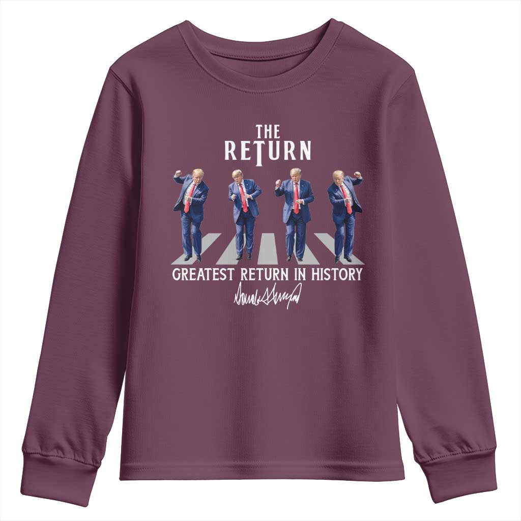 Trump Won 2024 Youth Sweatshirt The Return Trump Funny Dancing TS09 Maroon Print Your Wear