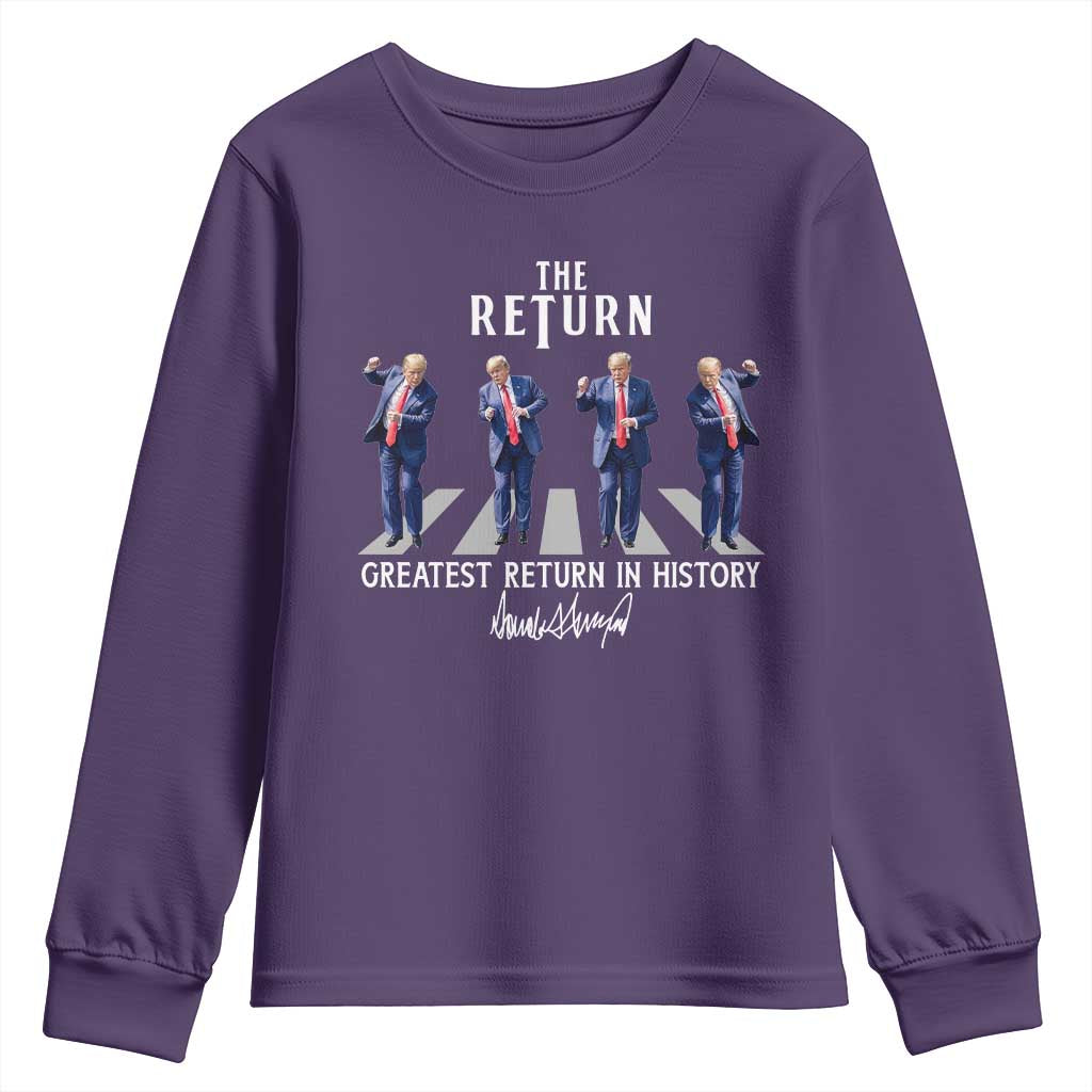 Trump Won 2024 Youth Sweatshirt The Return Trump Funny Dancing TS09 Purple Print Your Wear